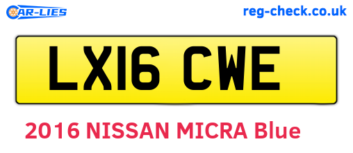 LX16CWE are the vehicle registration plates.