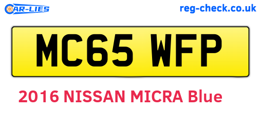 MC65WFP are the vehicle registration plates.