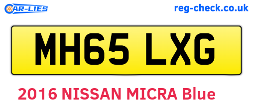 MH65LXG are the vehicle registration plates.