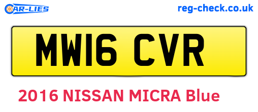 MW16CVR are the vehicle registration plates.