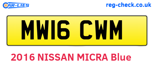 MW16CWM are the vehicle registration plates.