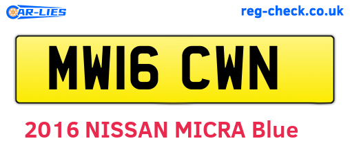 MW16CWN are the vehicle registration plates.
