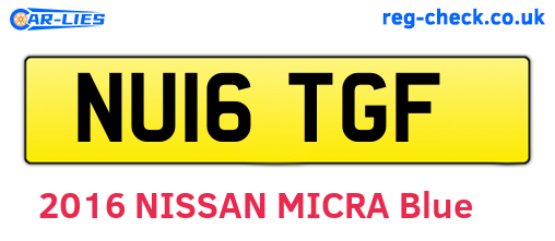 NU16TGF are the vehicle registration plates.
