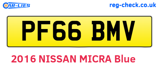 PF66BMV are the vehicle registration plates.