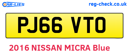 PJ66VTO are the vehicle registration plates.
