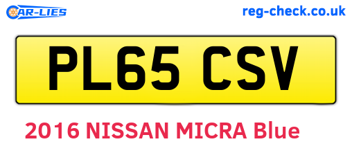 PL65CSV are the vehicle registration plates.