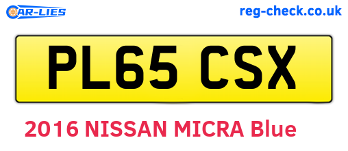 PL65CSX are the vehicle registration plates.