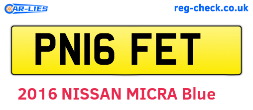 PN16FET are the vehicle registration plates.