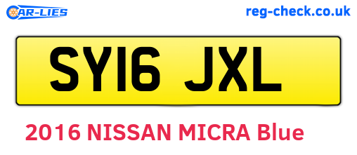 SY16JXL are the vehicle registration plates.