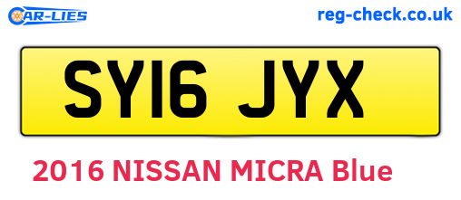 SY16JYX are the vehicle registration plates.