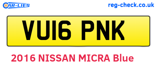 VU16PNK are the vehicle registration plates.