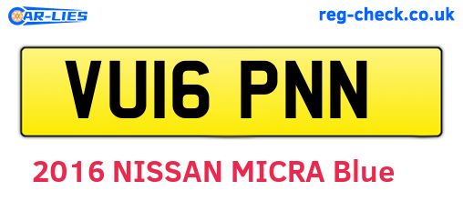 VU16PNN are the vehicle registration plates.