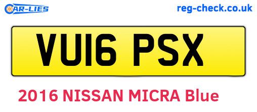 VU16PSX are the vehicle registration plates.