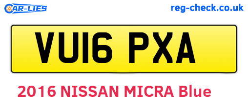 VU16PXA are the vehicle registration plates.