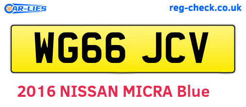 WG66JCV are the vehicle registration plates.