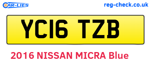YC16TZB are the vehicle registration plates.