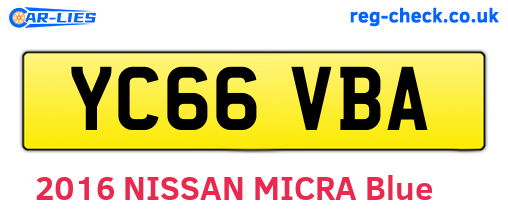 YC66VBA are the vehicle registration plates.