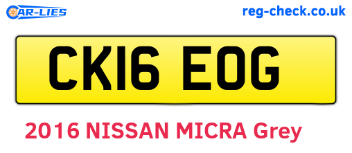 CK16EOG are the vehicle registration plates.