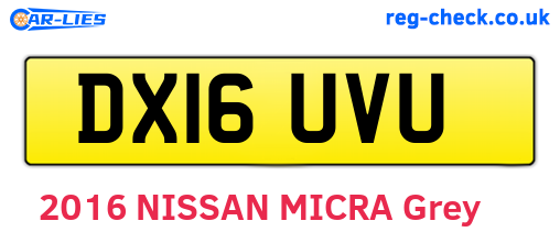 DX16UVU are the vehicle registration plates.