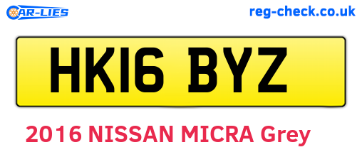 HK16BYZ are the vehicle registration plates.