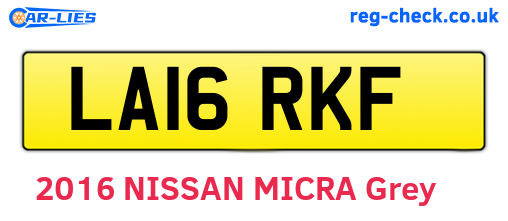 LA16RKF are the vehicle registration plates.
