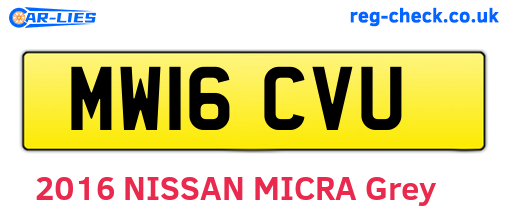 MW16CVU are the vehicle registration plates.