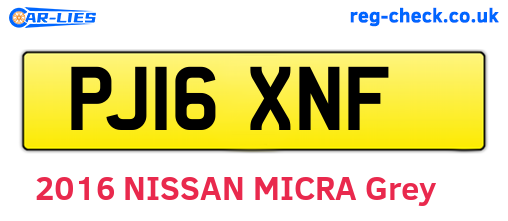 PJ16XNF are the vehicle registration plates.