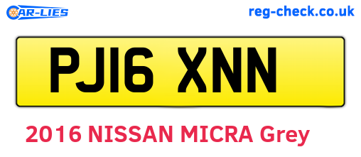 PJ16XNN are the vehicle registration plates.