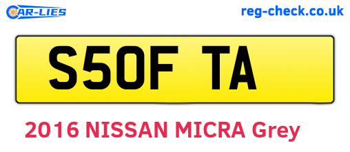 S50FTA are the vehicle registration plates.