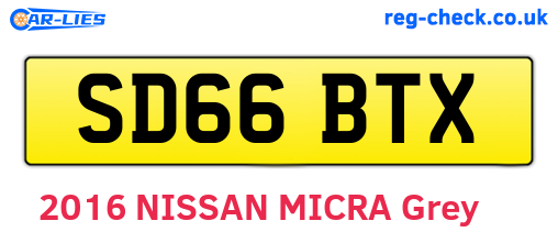 SD66BTX are the vehicle registration plates.
