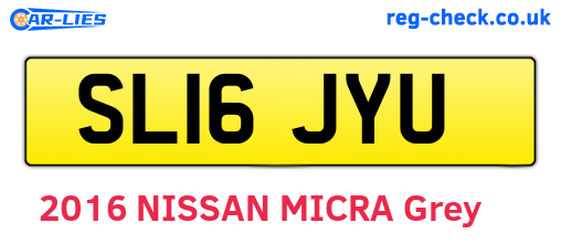 SL16JYU are the vehicle registration plates.