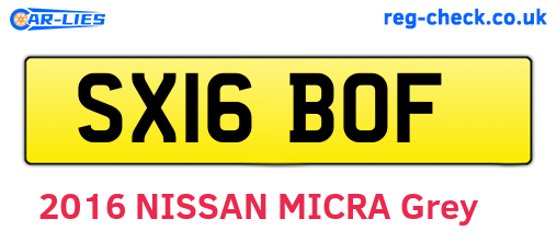 SX16BOF are the vehicle registration plates.