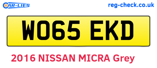 WO65EKD are the vehicle registration plates.