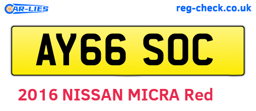 AY66SOC are the vehicle registration plates.