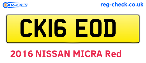 CK16EOD are the vehicle registration plates.