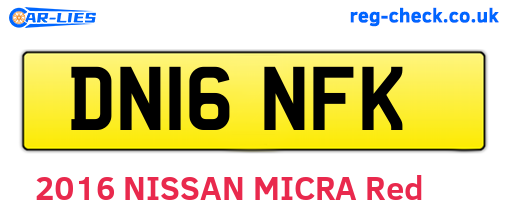 DN16NFK are the vehicle registration plates.