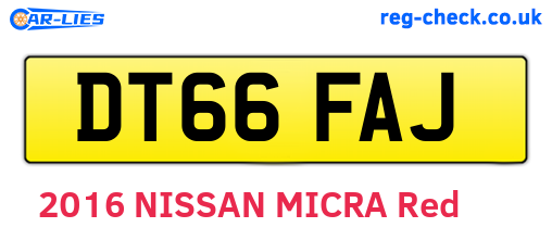 DT66FAJ are the vehicle registration plates.