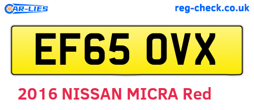EF65OVX are the vehicle registration plates.