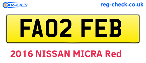 FA02FEB are the vehicle registration plates.