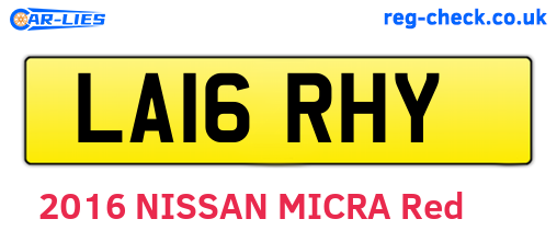 LA16RHY are the vehicle registration plates.