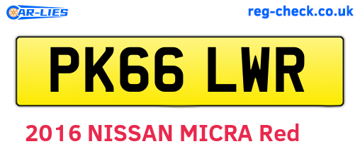 PK66LWR are the vehicle registration plates.