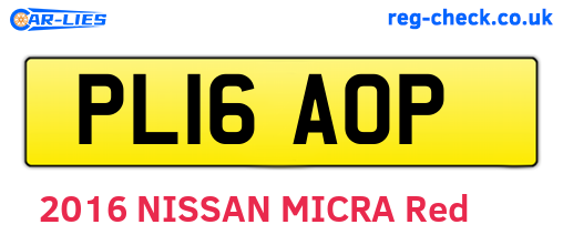PL16AOP are the vehicle registration plates.