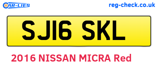 SJ16SKL are the vehicle registration plates.