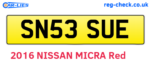 SN53SUE are the vehicle registration plates.