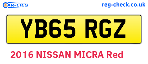 YB65RGZ are the vehicle registration plates.