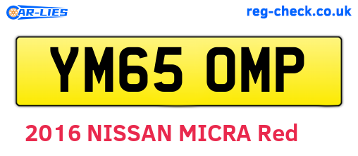 YM65OMP are the vehicle registration plates.
