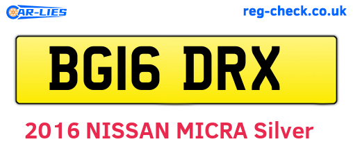 BG16DRX are the vehicle registration plates.