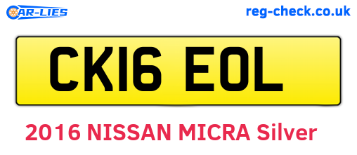 CK16EOL are the vehicle registration plates.