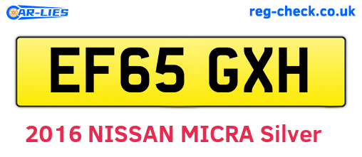 EF65GXH are the vehicle registration plates.