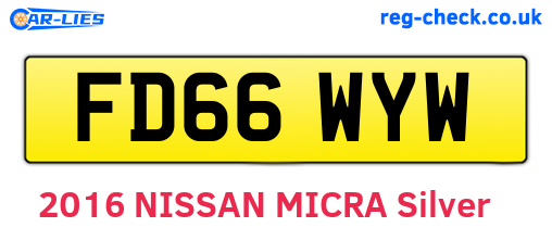 FD66WYW are the vehicle registration plates.
